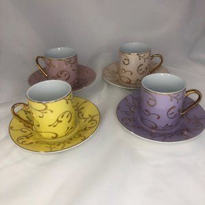 Classic Coffee & Tea China in Pastels and Gold Trim